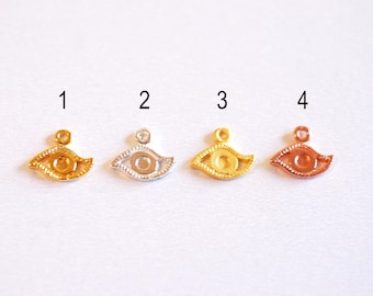 Sterling Silver Evil Eye Charm- 925 Silver Evil Eye, Third Eye Charm, Small Evil Eye Ra Charm, Chakra, lucky eye, charm - 2 PIECES [ 175 ]