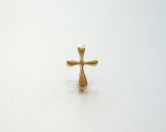 Matte Vermeil Gold  Cross Charm Pendant- 18k gold plated over Sterling Silver Cross Charm, Gold Cross, Gold Cross Beads Wholesale, 182