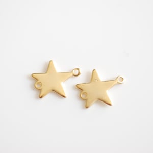 Matte Vermeil Gold Star Connector- 18k gold plated over sterling silver, Vermeil Gold Star Stamping Blanks, Gold Star link spacer