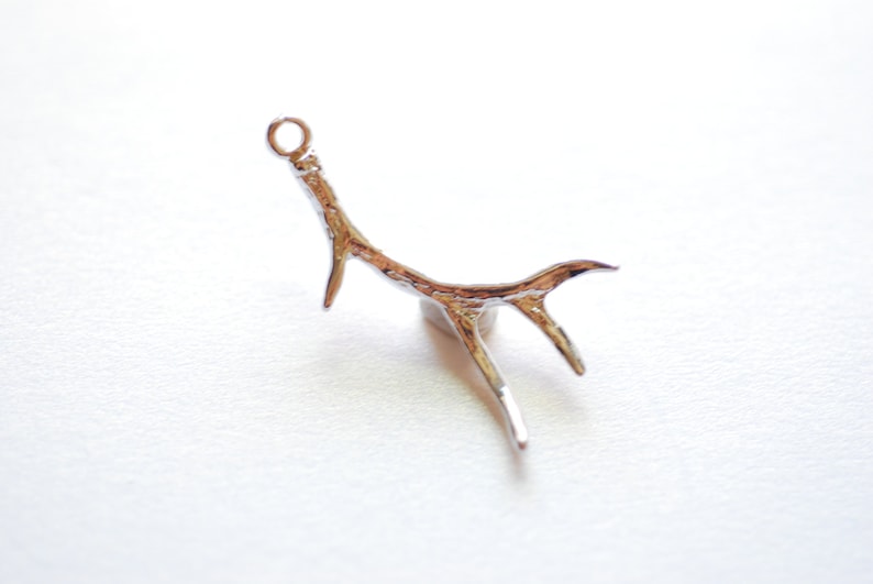 Sterling Silver Deer Antler Charm Pendant 925 Sterling Silver Antler, Silver Antlers, hunting charm, Nature Charm, Hunting Charm, 248 image 1