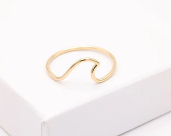 Ocean Ring, Gold-Filled, Dainty Stacking Ocean Ring, Wholesale Bulk DIY Jewelry Making Charms [ 34 ]