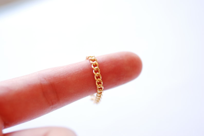 Gold Chain Ring 14k Gold Filled Stacking Ring Cuban Chain Etsy