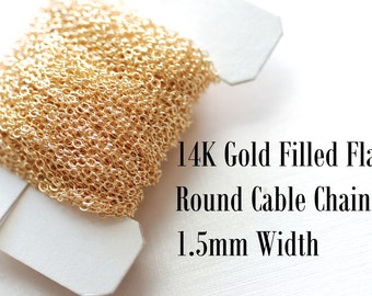 5ft 14k Vergoldete Flachkabelkette, 2x1,5 mm Flachkabelkette, Gold filled Flachkabelkette 1,5mm [CH09]