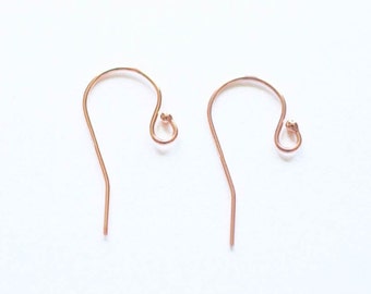 1 pair 14k Rose gold filled Ear Wires, rose gold earwire, earring finding, ear hooks, Rose Gold Filled Ear Wire Hook with Ball End earring