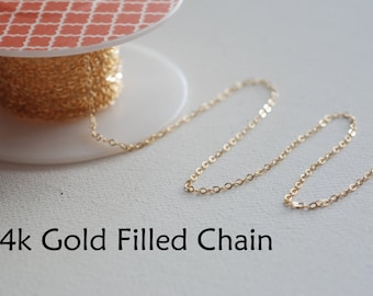 100ft 14k Gold Filled Chain, Round Cable Chain, 1.3mm width Chain