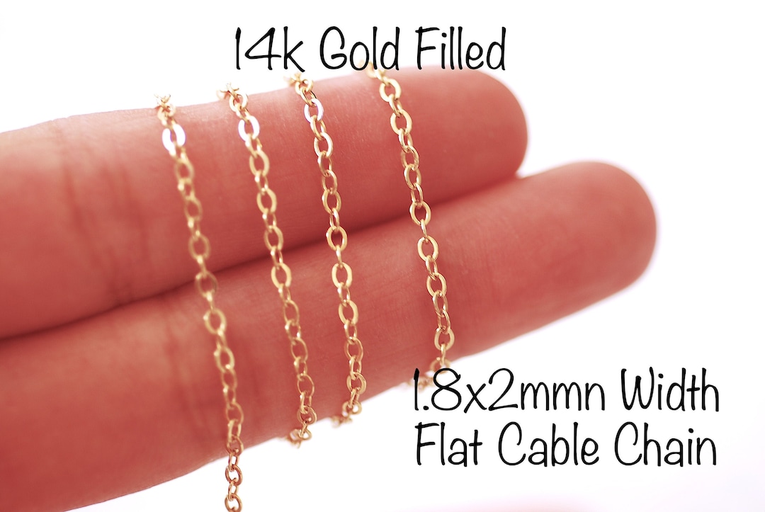 14k Gold Filled 1.8x2mm Width Flat Cable Chain Chain by Foot Gold
