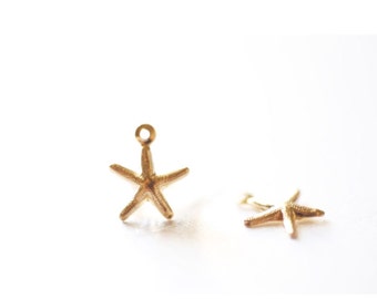 2 pcs 14k Gold Filled Starfish Charm- Beach Ocean Sea life Charm, Gold Filled Star Charm, 14KGF Starfish, Gold Star Fish Charm [SEA7]