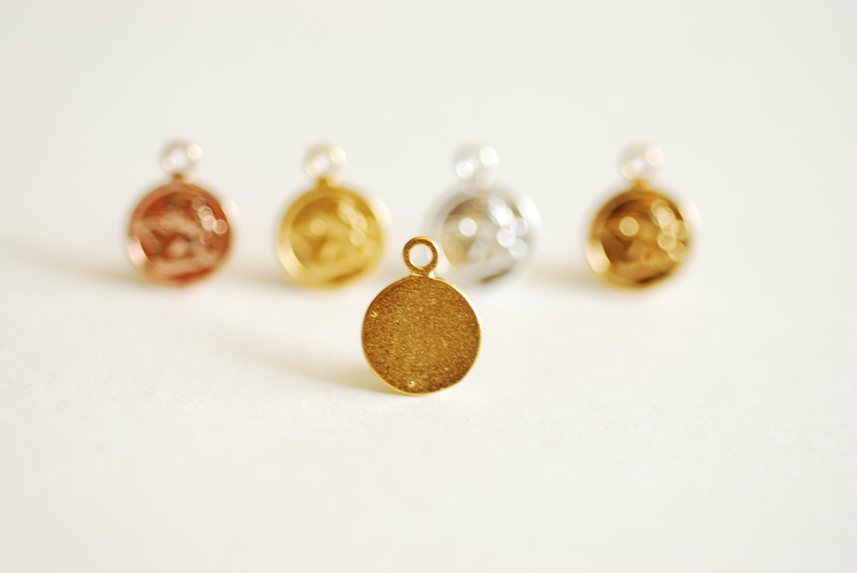Small Rund Charm Small Angel Face Round Charm- Vermeil Gold 22k Gold Plated 925 Sterling ...