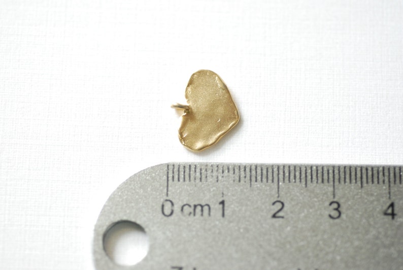 Matte Vermeil Gold Heart Charm 18k gold plated over sterling silver heart pendant, Gold Flat Stamping Heart Blanks, Personalize Heart, 87 image 3