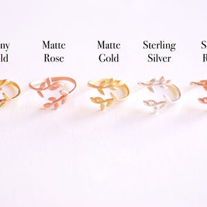 Shiny Pink Rose Gold Leaf Branch Ring, Leaf Ring, Layering Ring, Vine Ring, Laurel Ring, Nature Jewelry, twig ring, branch ring, tree ring, image 5