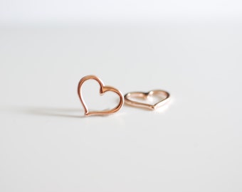 2 pcs Vermeil Rose Gold Open Heart Charms, Gold heart Connector, Vermeil Heart Charms Pendants, Gold Heart Charm, Rose Gold Heart Charm