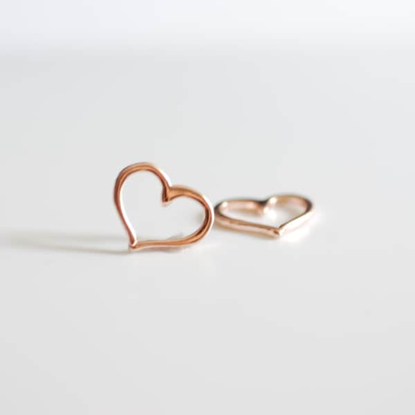 2 pcs Vermeil Rose Gold Open Heart Charms, Gold heart Connector, Vermeil Heart Charms Pendants, Gold Heart Charm, Rose Gold Heart Charm