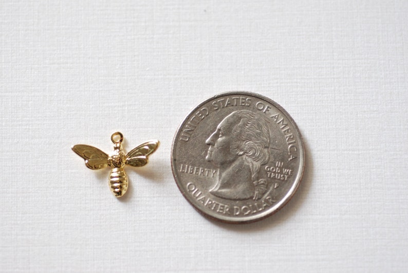2pcs Shiny Vermeil Gold Bee Charm 18k Gold Plated Over | Etsy