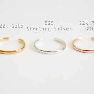 Minimalist Thin Ring Band, Adjustable Ring, Choose Sterling Silver, Gold, Rose Gold, Wedding Band Ring, Simple Everyday Ring, Open Ring, image 2