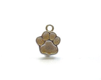 Sterling Silver Dog Paw Charm - 925 Silver animal paw foot print, silver dog paw charm pendant, silver dog tag, 206