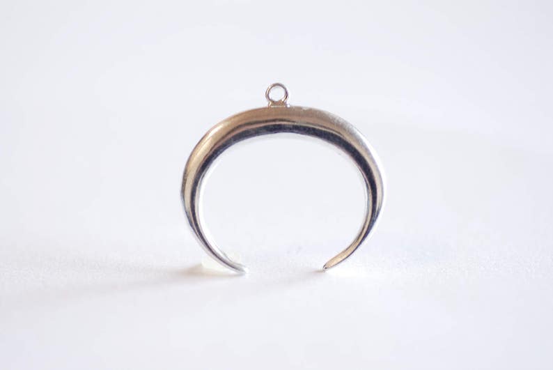 Half Moon Charm Silver Half Circle Moon Charm Pendant Silver Moon Sterling Silver Crescent Moon Charm- 925 Silver Moon Pendant Tusk,170