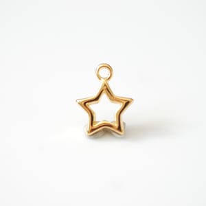 Gold Star Charm- Vermeil Gold 18k gold plated over Sterling Silver Open Star Charm, Gold Open Star, Star Connector Link, Shooting Star, 61