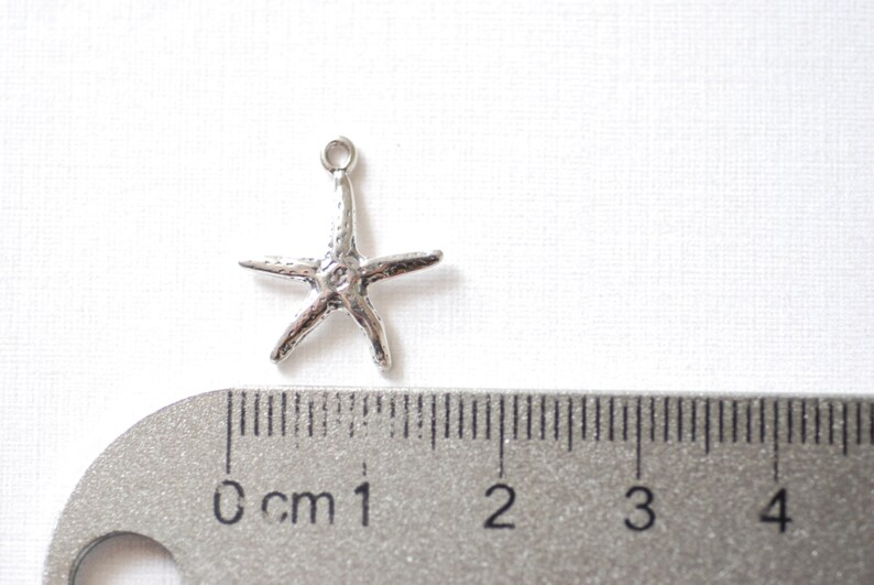 Sterling Silver Starfish Pendant - Elongated Shiny Sea Life Charm, .925 Silver - View #2