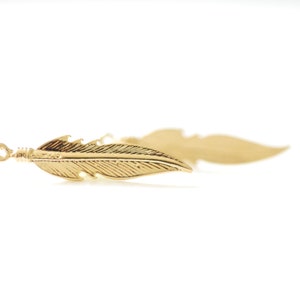 2pcs Shiny Gold Feather Vermeil Charm-  18k gold plated over sterling silver, tribal native pendant, Gold Feather leaf Charm, wholesale, 113