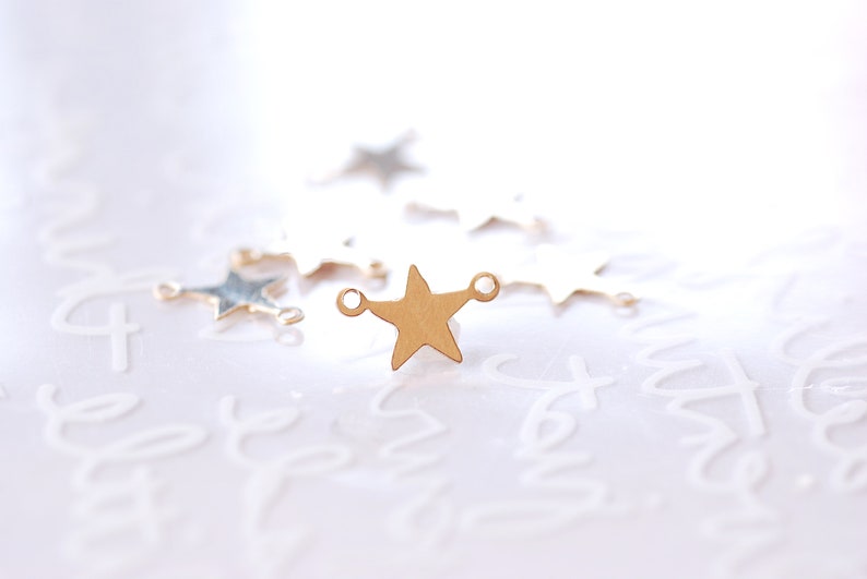 2pcs 14k Gold Filled Sterling Bl Link Silver Dedication Star Connector