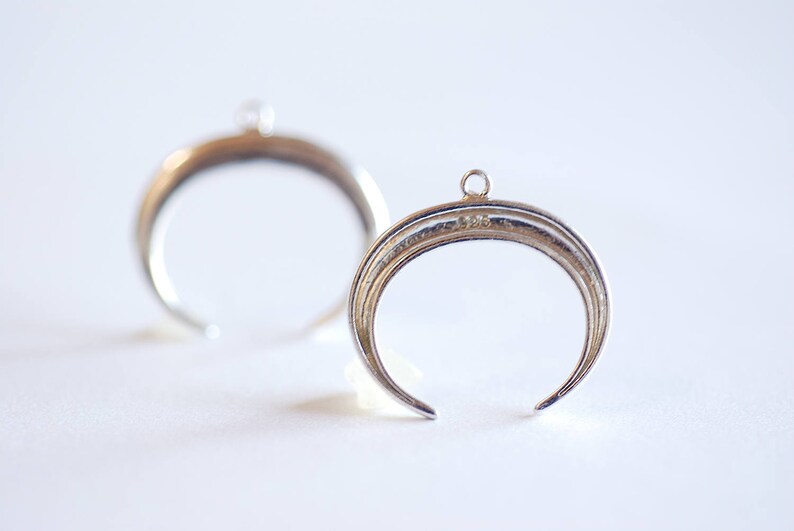 Half Moon Charm Silver Half Circle Moon Charm Pendant Silver Moon Sterling Silver Crescent Moon Charm- 925 Silver Moon Pendant Tusk,170