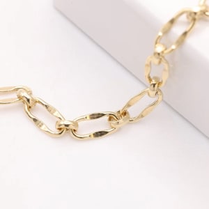 14k Gold Filled Dapped Long and Short Chain 3mm x 6mm l Permanent Jewelry Elongated Paperclip Chain Wholesale Unfinished Chain