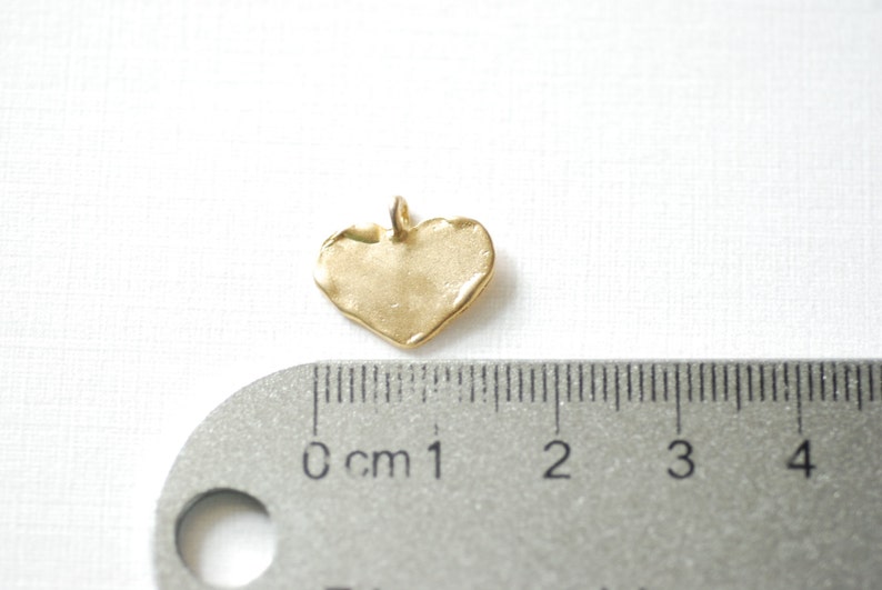 Matte Vermeil Gold Heart Charm 18k gold plated over sterling silver heart pendant, Gold Flat Stamping Heart Blanks, Personalize Heart, 87 image 4