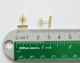 Shiny Gold SHORT Bar Earrings, Gold Bar Stud Earrings Line