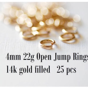 25 Pieces - 14k Gold Filled Open Jump Rings - 4mm Open Jump Ring - Jewelry Closure - Connector - Gold Findings - 22 GAUGE Permanent Jewelry
