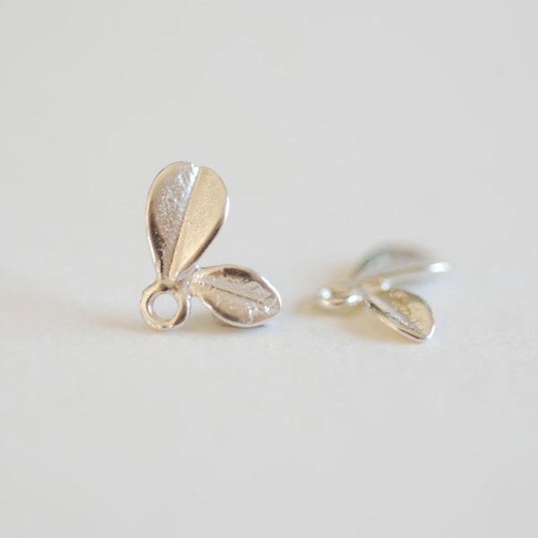 2pcs Sterling Silver Flower Petal Charm- Silver Daisy Calla Lilly Flower Petal Drop, Stamping Flower Charm, Bridesmaid Necklace DIY