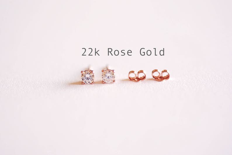 925 Sterling Silver CZ Earrings, Gold, Rose Gold, cz earrings, cz studs, cz silver stud earrings, solitaire studs, solitaire earrings, Studs image 7