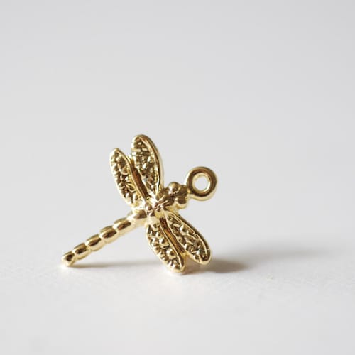 Vermeil Gold Dragonfly Charm 18k Gold Plated Over Sterling - Etsy