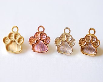 Shiny Vermeil Gold Dog Paw Foot Print Charm- 18k gold plated over sterling silver dog paw, gold doggy paw charm pendant, gold dog tag, 206