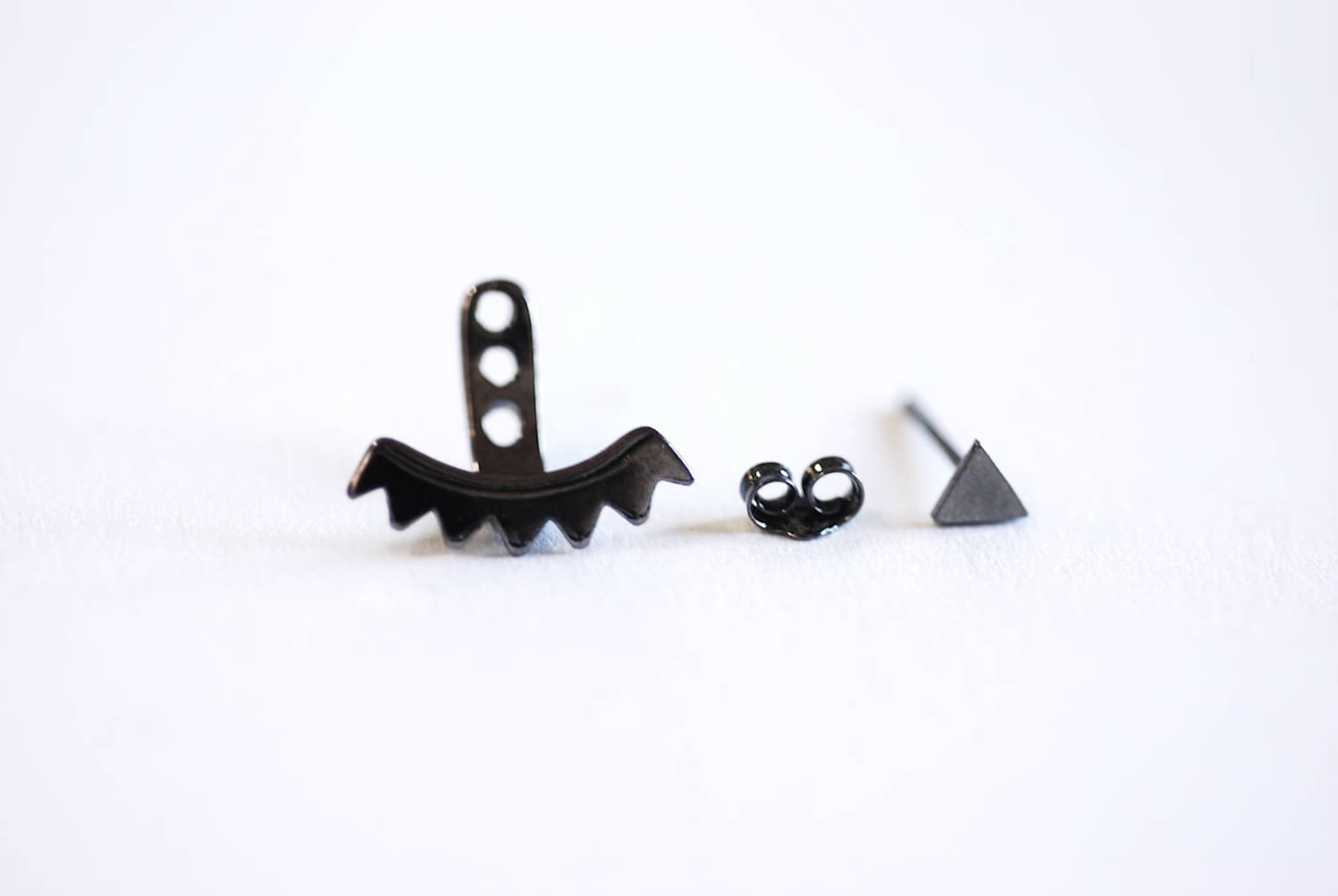 Black Triangle Ear Jacket Spike Ear Jacket Front Back Etsy