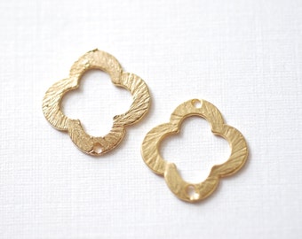 Matte Vermeil Gold Quatrefoil Charms Connector, Gold Clover Connector, gold four leaf clover, Gold Quatrefoil Clover Links Connectors, 76