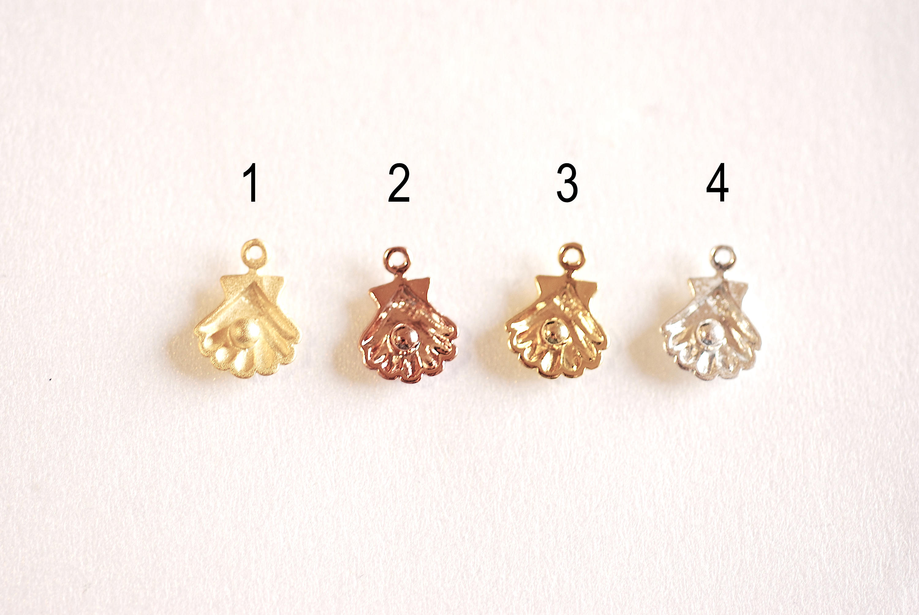 Matte Gold Tiny Sea Shell With Pearl Charm- 22k Gold Plated Over ...
