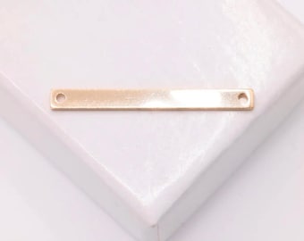 14/20 Gold Filled Bar Connector - Permanent Schmuck Großhandel Link Blank Charm Anhänger, Stecker 2 Löcher Gold Filled Skinny Bar [GFCH4-582]