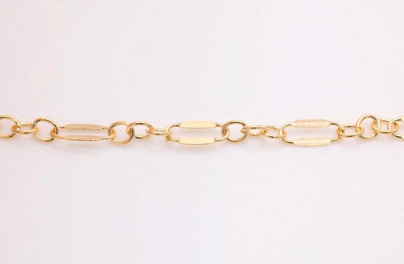 14/20 GF 2.5mm Long and Short Dapped Sequin Chain, 14k Gold Filled Sequin Chain, razor blade chain, 14k gf choker chain, chain by foot image 5