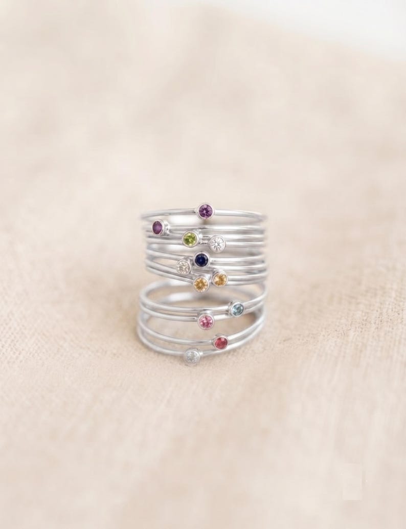 Birthstone Stacking Ring/ Minimal Ring/ Custom Ring/ Birthstone Jewelry/ 14k Gold Filled Ring/ Midi Ring/ Everyday Ring/ Birthstone Ring image 7
