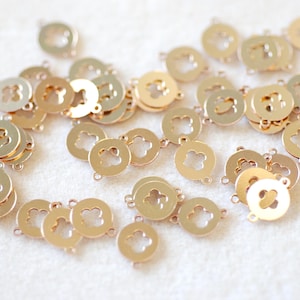 14k Gold Filled Round Clover Connector - Permanent Jewelry Flower Connector Link Shamrock Quatrefoil Four leaf Clover