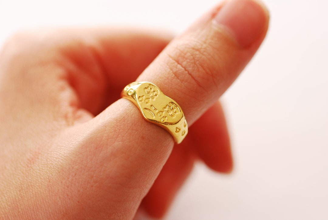 Sad Face Heart Ring 925 Sterling Silver or 18k Gold Plated