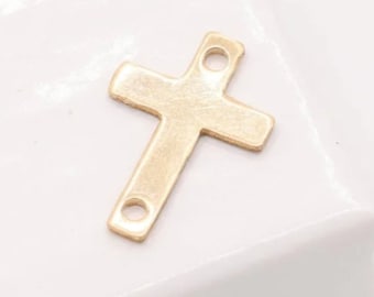 Wholesale Tiny Cross Connector Link Sideways Charm Gold Filled or Sterling Silver l Permanent Jewelry Findings Religious Charm [RELCH 43]