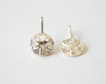 Sterling Silver Small Sand Dollar Charm with Bail- 925 Silver Sea Shell, Sterling Silver Starfish Charm, Silver Beach Nautical Charms, 188