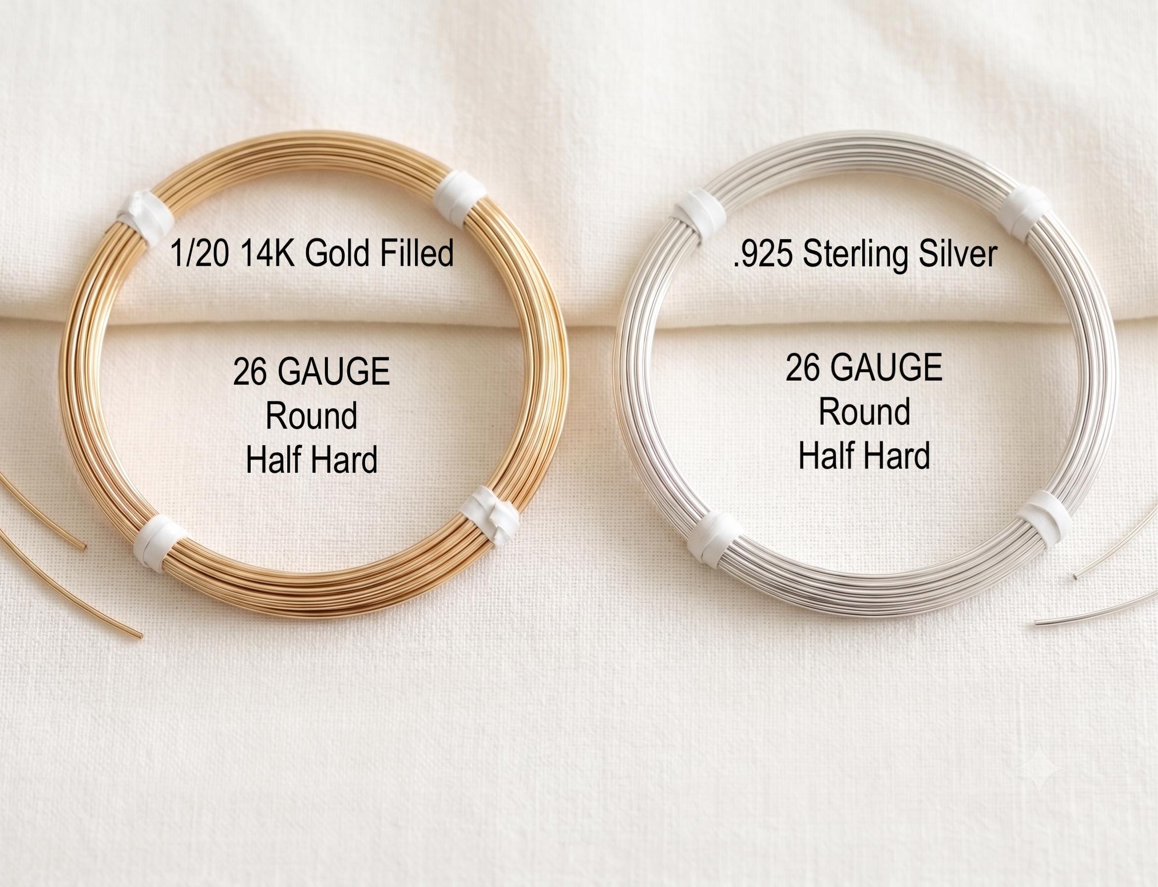 14k Gold Filled Wire & 925 Sterling Silver Wire - 26 Gauge Round
