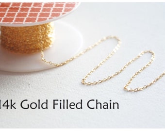 14k Gold Filled 1.3mm Flat Cable Chain - Permanent Jewelry Wholesale Chain Basic Cable- 5 FEET [ CAB-02-GF ]
