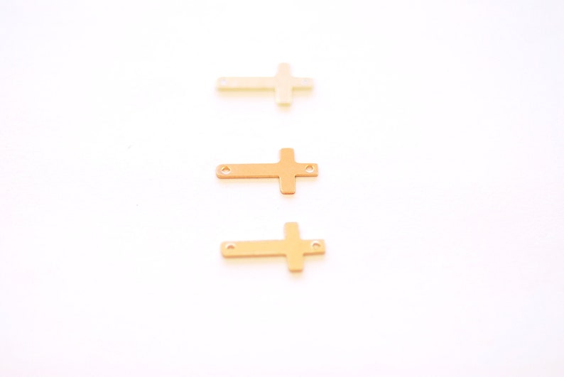 Cross Link Connector Charm 14k Gold Filled Sterling Silver 14k Rose Gold Filled Cross Connector Charm 20ga Sideways Cross RELCH21-23 image 1