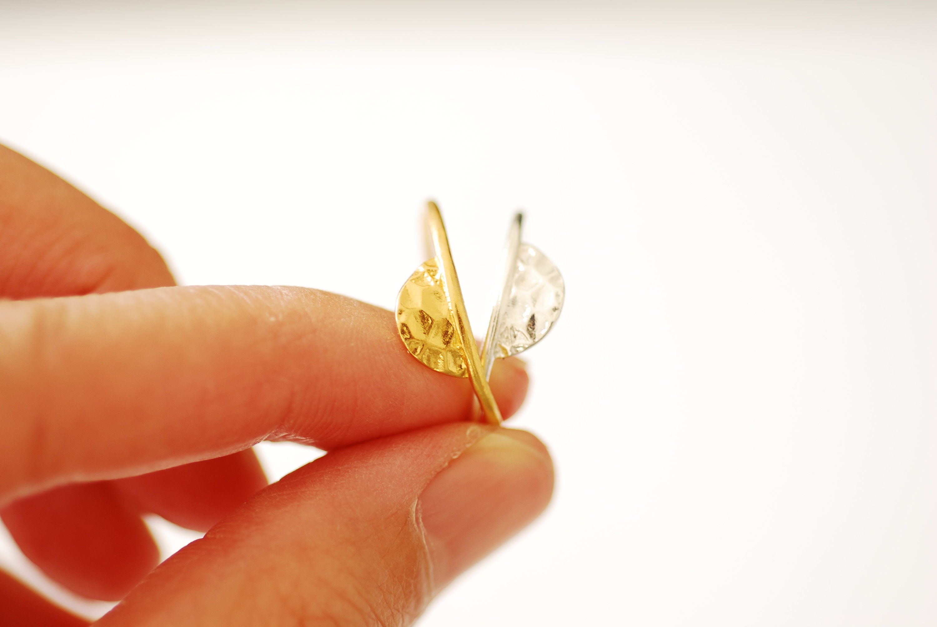 Hammered Half Circle Ring 925 Sterling Silver or Vermeil 18k Gold ...