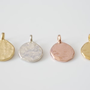 Vermeil Rose Gold Hammered Blank Disc Charm with Attached Bail -18k gold plated over sterling silver, blank disc, Rose Gold stamping disc, 2