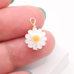 Mother of Pearl Shell Flower Daisy Gold Filled Connector Drop Sterling Silver Permanent Jewelry Wholesale Gold Filled Charms and Findings
