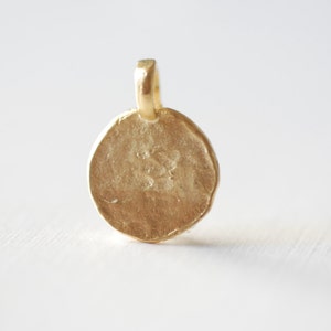 Vermeil Matte Gold Hammered Blank Disc Charm with Attached Bail -18k gold plated over sterling silver blank disc stamping disc Initial, 2